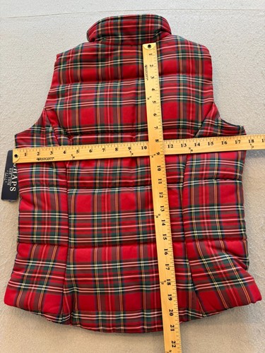 Chaps Vest Womens Small Petite New Highland Festive Red Plaid Zip Up Jacket - Picture 4 of 4