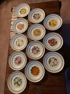 Rose Gallica The 12 Rose Plates Bing & Grondahl Denmark Danbury