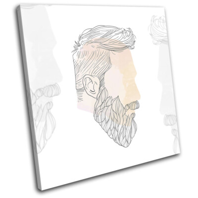Barber Grooming Beard Hipster Vintage SINGLE CANVAS WALL ART Picture Print