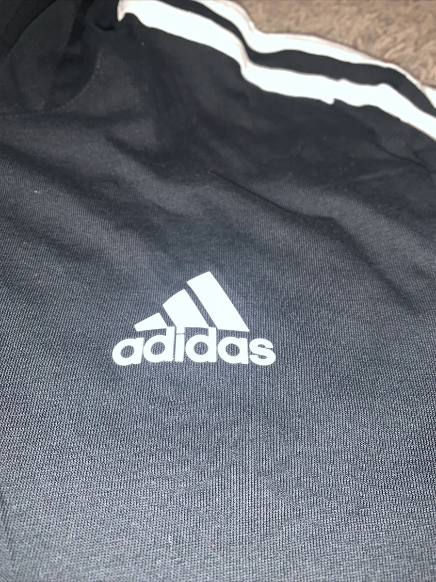 NWT Boy s Adidas Black 3 Stripe Hooded Long Sleeve Shirt Youth