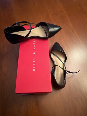 Kelly & Katie Eluna Black Strappy Flats- Womens size: 71/2