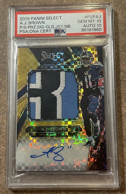 2019 Panini Select A.J. Brown Prizm Gold Rookie/Auto Card!! /10