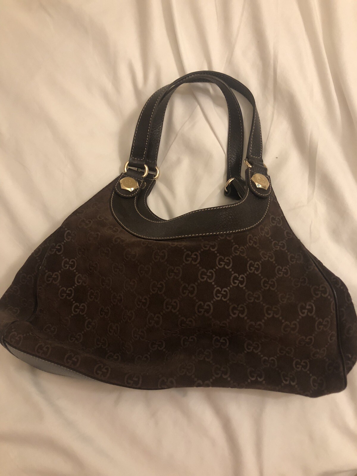 Authentic GUCCI 0000602 GG pattern Shoulder Bag suede… Gem