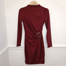 Giorgia Womens Dress BNWT Red Size S M UK 6 8 Burgundy Ruched High Neck