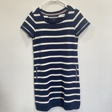 Tommy Hilfiger Navy White Striped Tee Cuffed Hem Cotton T Shirt Dress Size XS