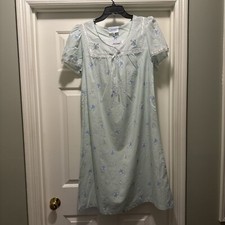 VTG NATIONAL Mint Flora House Dress Night Gown Mumu Grandma Chic Cotton S