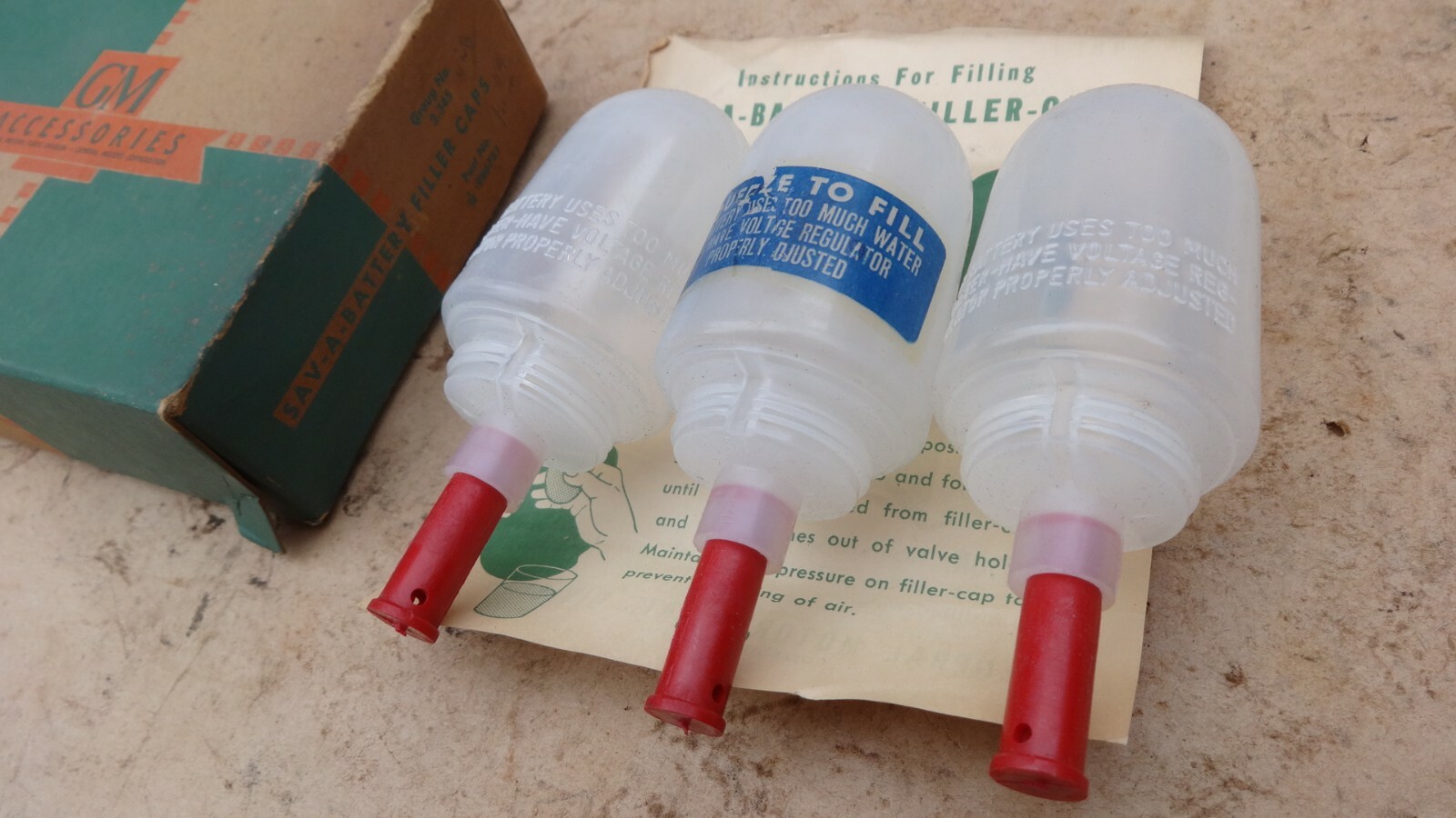 NOS GM SAVABATTERY FILLER CAPS Original GM Accessory Chevy Buick