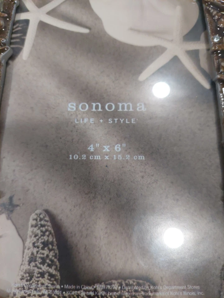 Nuevo Sonoma Life + Style 4" x 6" Marco de Fotos Mar Playa Conchas Marinas Tema Foto 3 de 4
