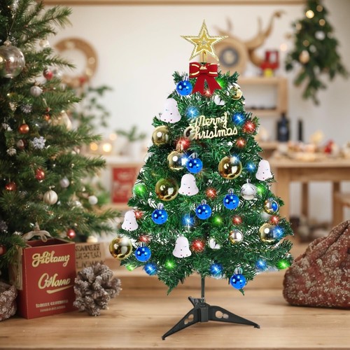 2Ft Artificial Christmas Tree with Lights, Mini Christmas Tree with Gift Box - Picture 3 of 7