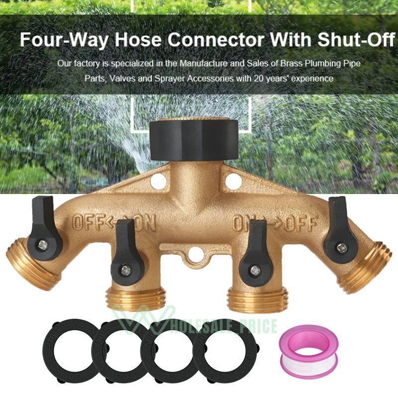 4 Way Heavy Duty Garden Hose Splitter 3/4