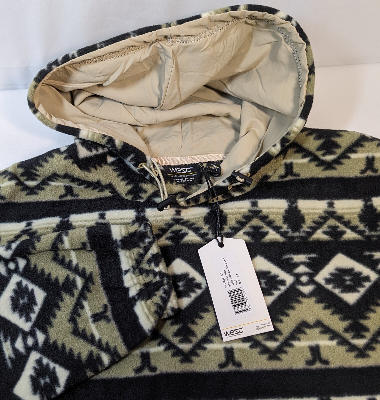 WESC Mens Medium Aztec Print Fleece Pullover Hoodie Unisex eBay