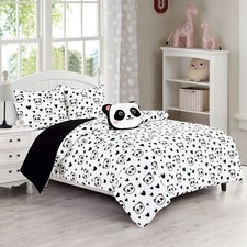 Soft Microfiber Love Panda Hearts Girls Bedding Comforter Set w/ Panda Pillow