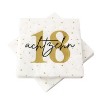 20 Servietten Zum 18. Geburtstag 33 X 33 Cm - Weiß Gold Schwarz