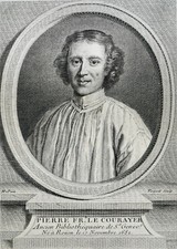 PIERRE FR.  LE COURAYER 1681-1776 PORTRAIT ENGRAVING of the 18th century LIBRARIAN