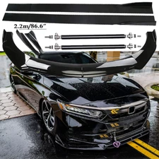 Front Bumper Lip Spoiler Side Skirts Rear Glossy Black For Honda Accord Sport