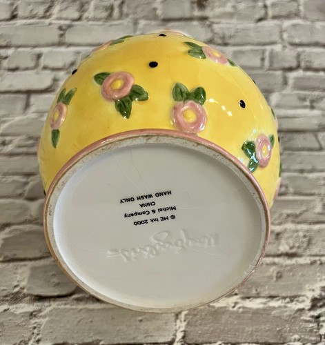 Mary Engelbreit Ceramic Vase 2000 ME Ink Michel & Co. Floral Yellow /White - 第 6/6 張圖片