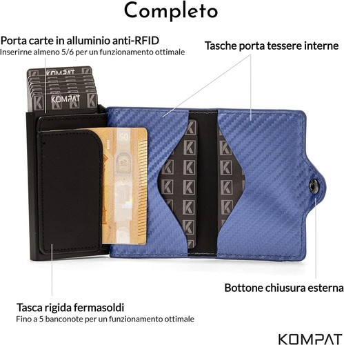 Porta Carte di Credito RFID Portafoglio Uomo Slim Portafoglio Piccolo Sottile - Foto 50 di 83