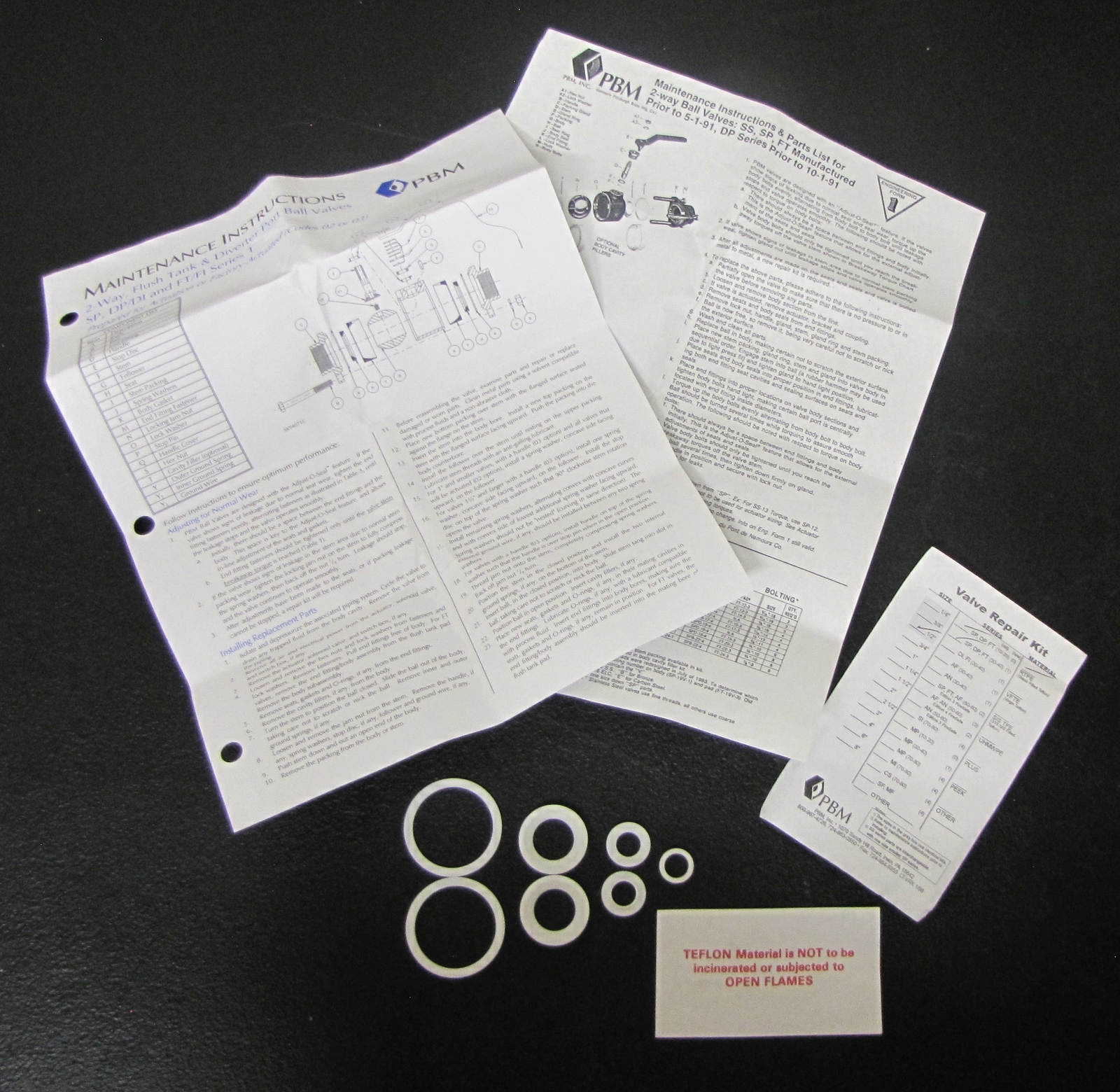 PBM SPRTCO1 REPAIR KIT 1/2" SERIES SP DP FT MATERIAL RTFE KIT w/INST