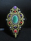VINTAGE EMBROIDERED APPLIQUÉ GEM DESIGN PATCHES ~ MULTI COLOR w/ GOLD TRIM — photo 7