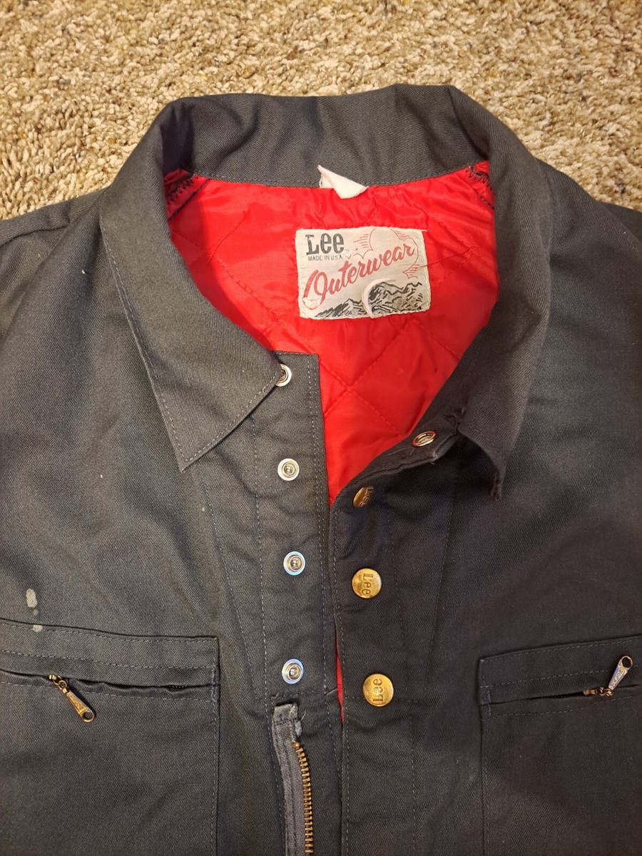 Vintage Lee Coveralls Mens Large Dark Gray Union Made Outerwear