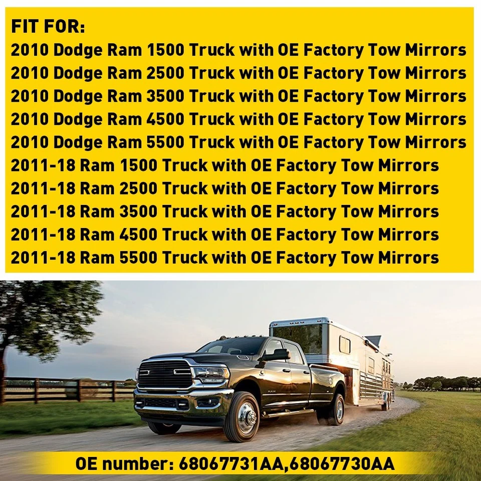 Espejo retrovisor exterior de vidrio convexo lado del conductor para Dodge Ram 5500 1500 2500 3500 4500 Foto 2 de 4
