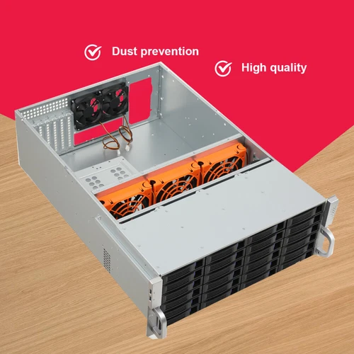 4U Rackmount Server Case 24x Hot-Swappable SATA/SAS Drive Bays with Cooling Fans