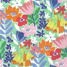  2 Two Paper Lunch Napkins for Decoupage/Mixed Media - Flower Collage