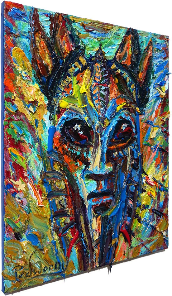 MASCARILLA AFRICANA AL ÓLEO█PINTURA█ARTE REALISTA█FIRMADA VINTAGE ORIGINAL█DECO EXPRESIONISTA Foto 4 de 4