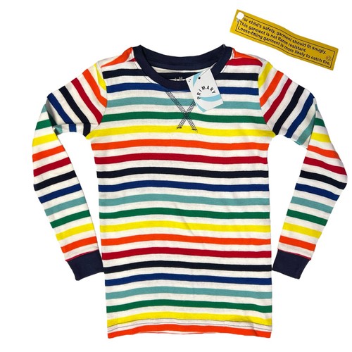 NWT Primary Kids 4-5 Years Organic Cotton Pajama PJ Top Rainbow Stripe