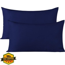 Toddler Pillowcase 14x20 Navy Blue Cotton Zipper Closure