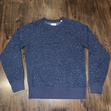Billy Reid Navy Speckled Sweatshirt Made In Peru Crewneck Sweater Luxe Casual L