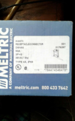 MELTRIC 63-64073 RECEPTACLE DSN60 60A 3P+G 250VAC 7.5-HP TYPE 4X IP69