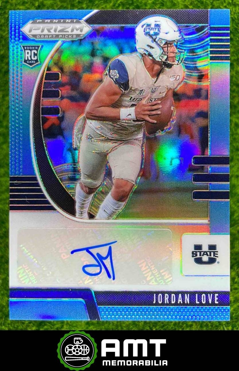 2020 Panini Prizm Draft Picks Jordan Love Prizms Carolina Blue Auto 20/30 RC
