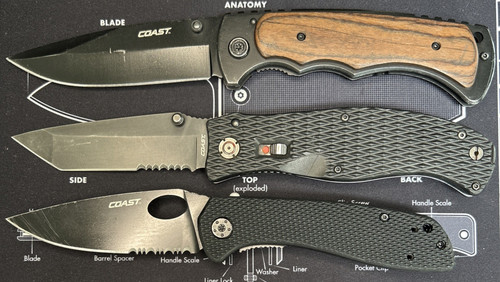 Coast Knife Lot of 3 Different Folding Pocket Knives Locking Blades GUC