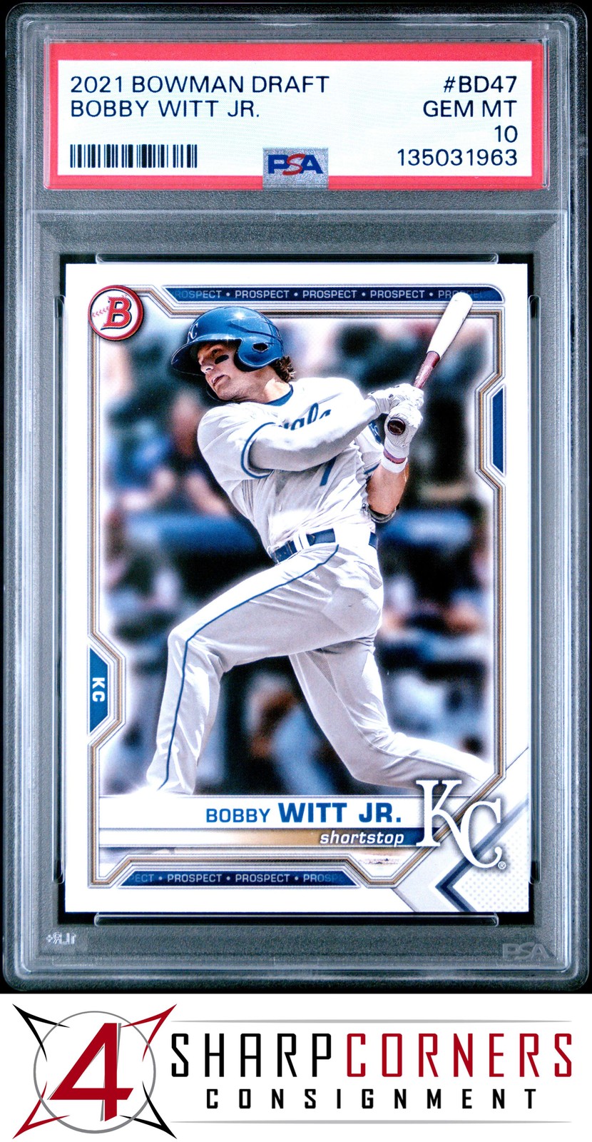 2021 BOWMAN DRAFT #BD47 BOBBY WITT JR. RC ROYALS PSA 10
