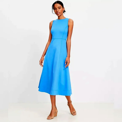 LOFT Ann Taylor Women`s Ponte Seamed Midi Tank Dress in Cobalt Blue size 12