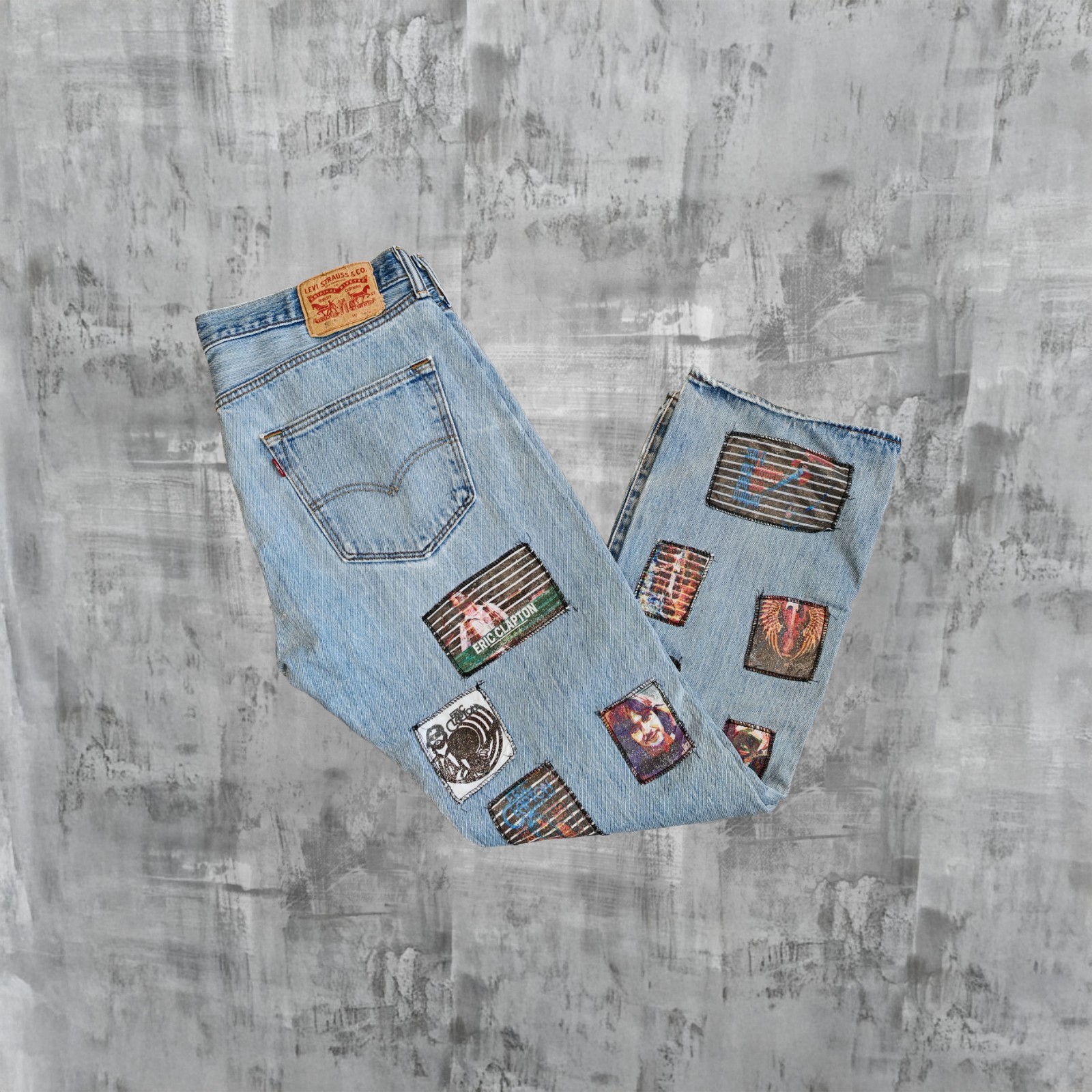 Levi’s 501 Custom Patchwork Jeans Eric Clapton Ro… - image 1