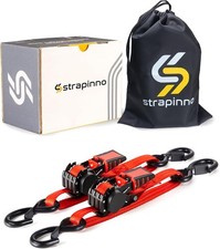 Strapinno Retractable Ratchet Straps - 1 in x 2.5 ft 1 inch x feet, Red