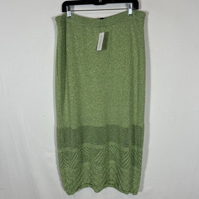 $70 I.n.c. International Concepts Women's Metallic Crochet Skirt Green XXL
