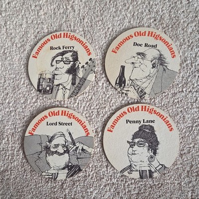 4 Vintage 1980s Old HIGSONIANS Beer mat / Coaster 
