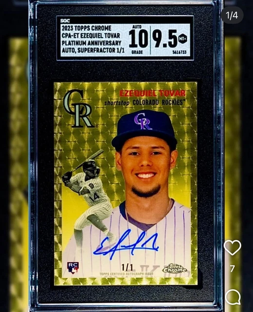2023 Ezequiel Tovar Topps Chrome Platinum 1/1 Superfractor Auto Rc Sgc 9,5/10