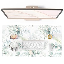 Large Mouse Pad Desk Mat PU Leather Waterproof Eucalyptus Leaf 31.5x15.7 In