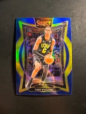 2024-25 Panini Select Blue Prizm Rookie Card #71 Cody Williams Utah Jazz RC. rookie card picture