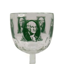 Goblet BARTLETT COLLINS GLASS Washington DOLLAR BILL Vintage Heavy Thumbprint