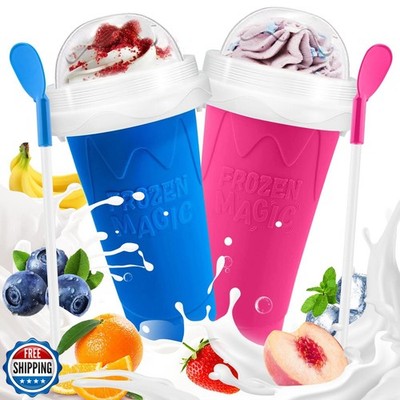 FANS-ONE Slushie Cup, 2 Pack Slushy Maker Cup, Frozen Magic Squee