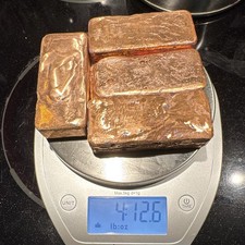 Pure Copper Bar/Ingot Lot, 4 lb 12.6 oz, .999 fine