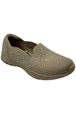 Skechers Seager Vegan Sparkle Knit Scalloped Slip-Ons Taupe