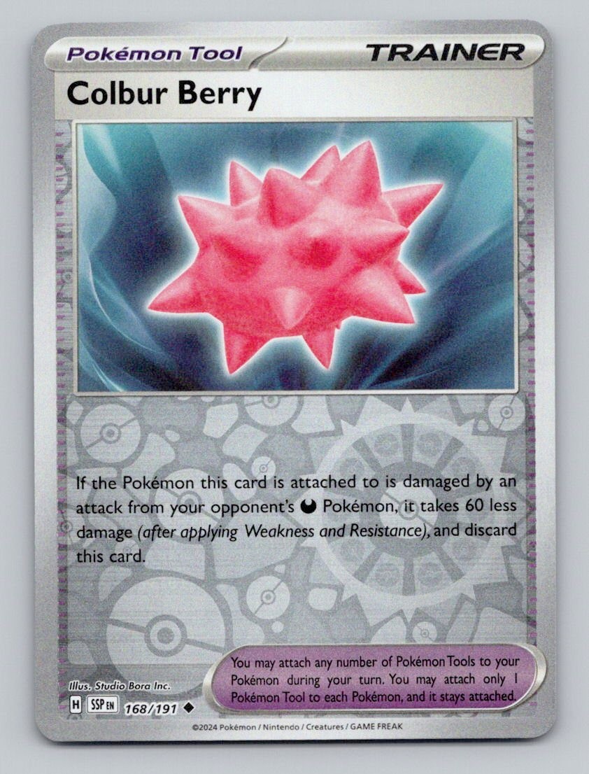 Reverse Holo Colbur Berry 168/191 Uncommon Surging Sparks Pokemon