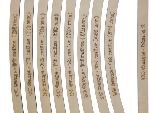 Track Laying Templates - 8 various radius + straight OO Gauge tool guide plywood - Picture 4 of 6
