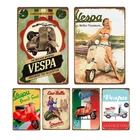 Vespa Motorcycle Tin Metal Signs Plaque Decoration Vintage Wall Art Poster Pub B